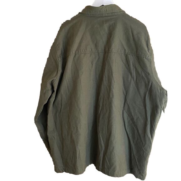 BRAZOS WORK FORCE Jacket Green Twill Flannel Lined Snap Outdoor Mens 2XL XXL - Picture 2 of 12
